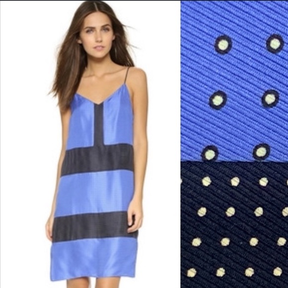 Rag & Bone Blue/Black Celeste Comb Harris Silk Polka Dot Shift Mini Dress, 4 - Picture 2 of 16